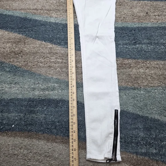 Rag & Bone White Moto Skinny Jeans Zipper Detail Ankle Zip Womens Size 26 - Picture 8 of 9